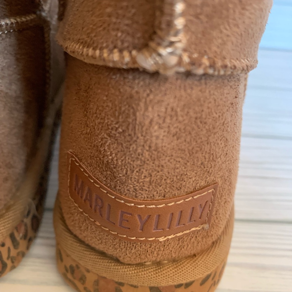 Marelylilly Chestnut Suede Faux Fur Lined Booties - Slip-On animal print sole - Picture 3 of 7